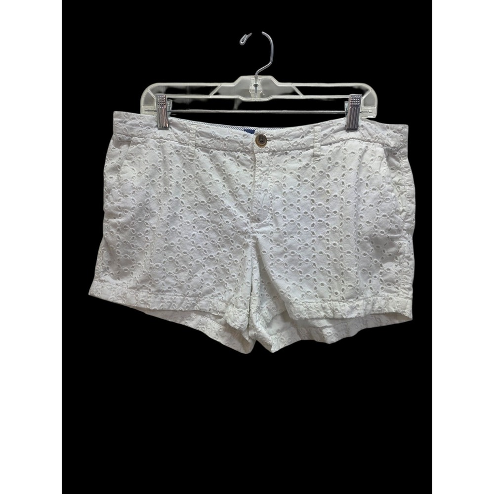 Old Navy White Eyelet Lace Everyday Shorts Womens Size 12 100% Cotton Lined